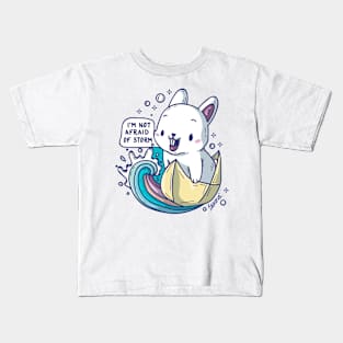 Kawaii Cute bunny with Vessel saying "I'm not afraid of Storm" Kids T-Shirt